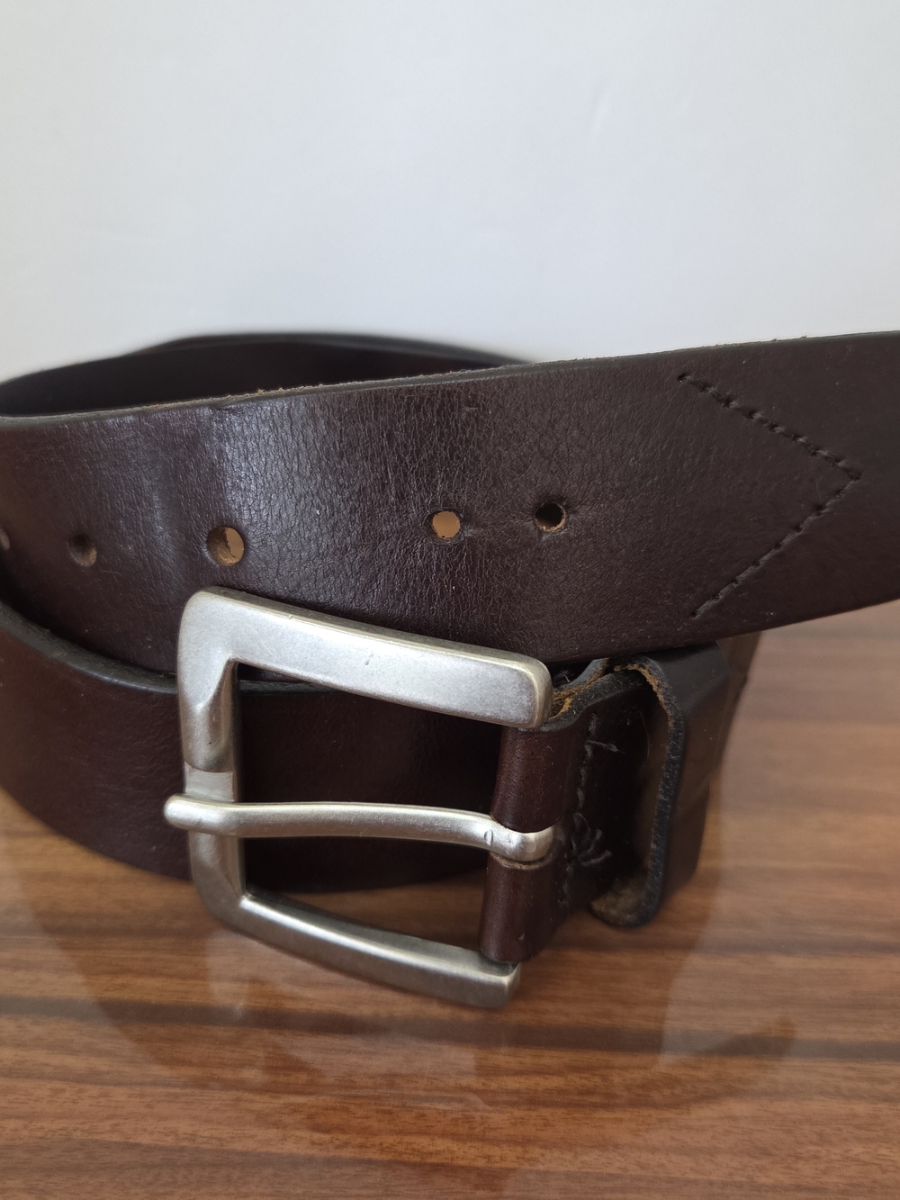 Banana Republic Dark Brown Leather Belt with Silver Buckle 34"